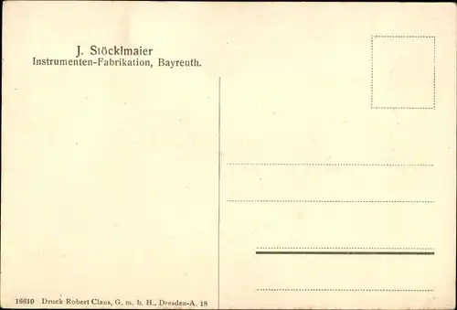 Ak Bayreuth in Oberfranken, Instrumentenfabrikation J. Stöcklmaier