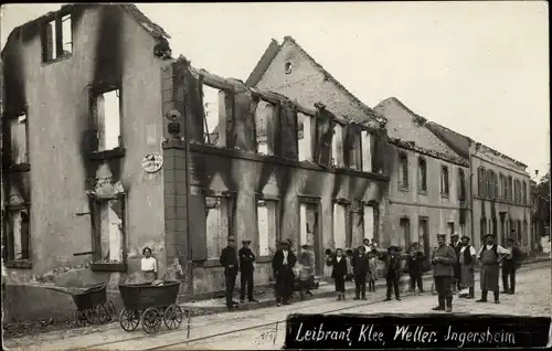 Foto Ak Ingersheim Elsass Haut Rhin, Gebäuderuinen, deutsche Soldaten Leibrant, Klee, Weller, 1. WK