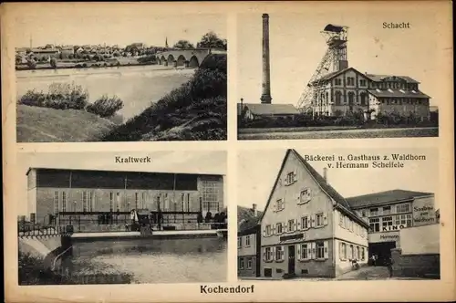 Ak Kochendorf Bad Friedrichshall in Württemberg, Schacht, Kraftwerk, Bäckerei, Gasthaus zum Waldhorn