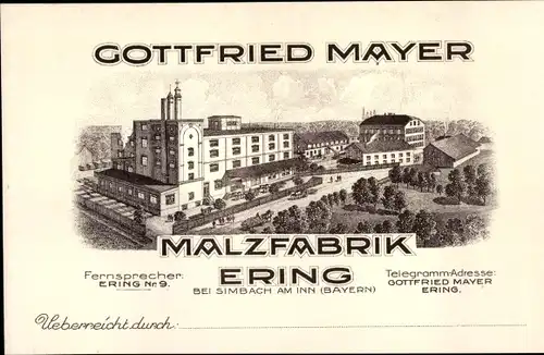 Ak Ering in Niederbayern, Malzfabrik Gottfried Mayer