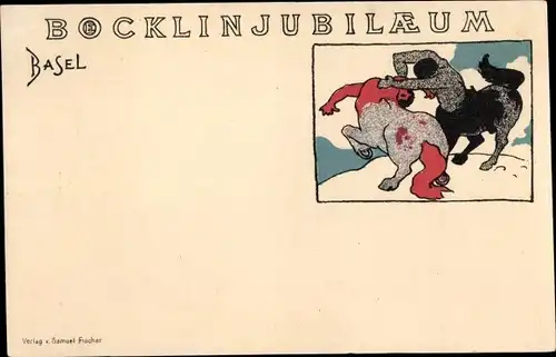 Litho Bâle Basel Stadt Schweiz, Böcklin Jubiläum, Zentaurenkampf