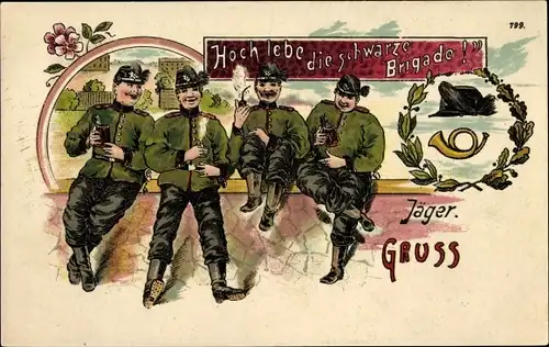 Litho Hoch lebe die schwarze Brigade, Sächsische Jäger, BB&OL 799