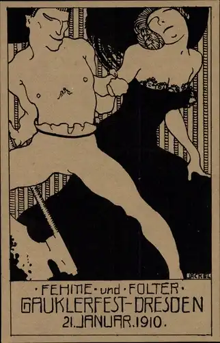 Künstler Ak Jäckel, Gauklerfest Dresden 1910, Fehme und Folter