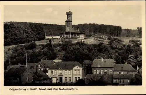 Ak Lütjenburg in Holstein, Teilansicht mit Bismarckturm
