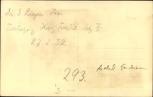 Ak Die drei Prinzen, Beerdigung von König Friedrich August III. von Sachsen, 23. Februar 1932