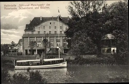 Ak Döhren Hannover Niedersachsen, Haltestelle Döhrener Maschpark, Motorboote Scharnhorst u. Blücher