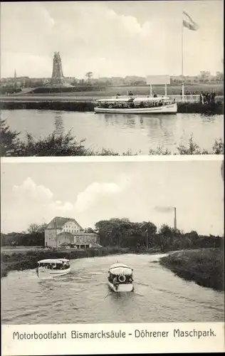 Ak Döhren Hannover, Döhrener Maschpark, Motorbootfahrt zur Bismarcksäule, Anlegestelle