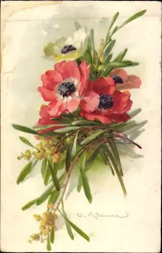 Künstler Ak Klein, Catharina, Blumenstillleben, Anemonen
