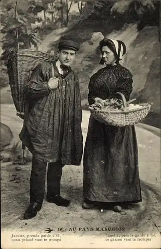 Ak Pays Marchois, Paar in Trachten