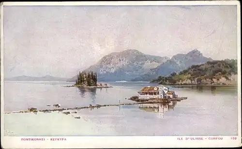 Künstler Ak Korfu Griechenland, Ile d'Ulysse