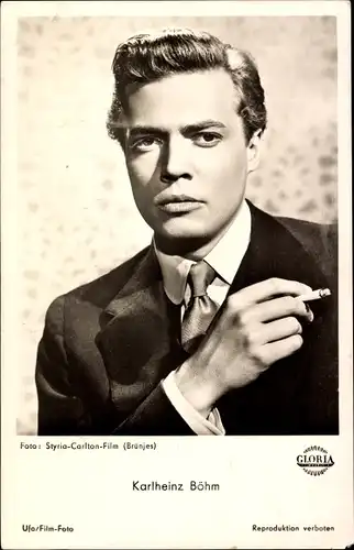 Ak Schauspieler Karlheinz Böhm, Portrait, Zigarette, Gloria Film
