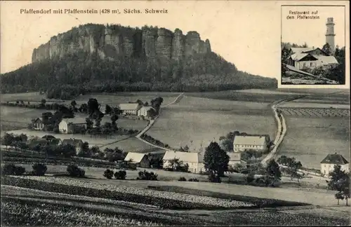 Ak Königstein an der Elbe Sächsische Schweiz, Pfaffenstein, Restaurant, Panorama