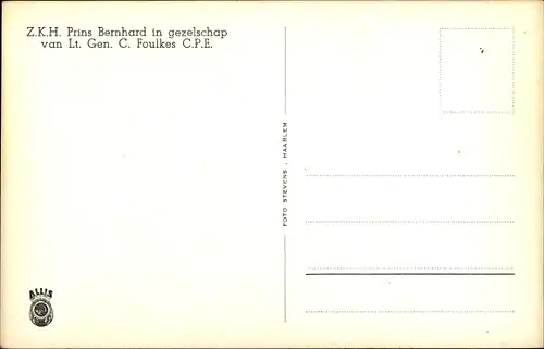 Ak Prinz Bernhard der Niederlande, Lt. Gen. C. Foulkes