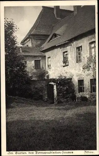 Ak Zittau in der Oberlausitz, Im Garten des Dornspach'schen Hauses