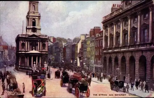 Künstler Ak London City England, The Strand and Somerset House