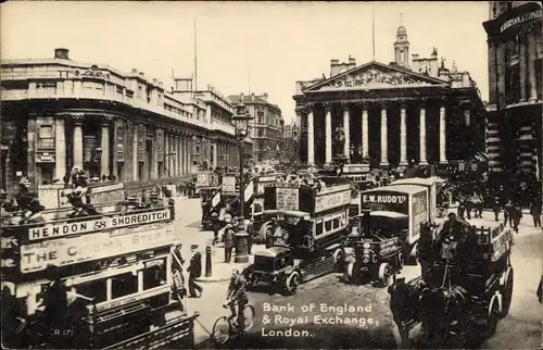 Ak London City England, Bank of England & Royal Exchange