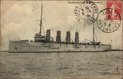 Ak Französisches Kriegsschiff, Croiseur