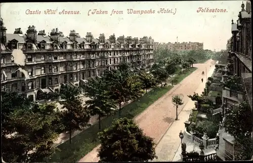 Ak Folkestone Kent England, Castle Hill Avenue, taken from Wampachs Hotel