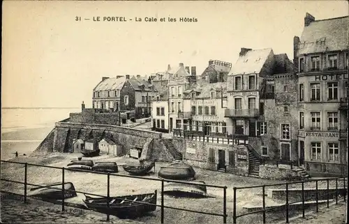 Ak Le Portel Pas de Calais, La Cale et les Hotels