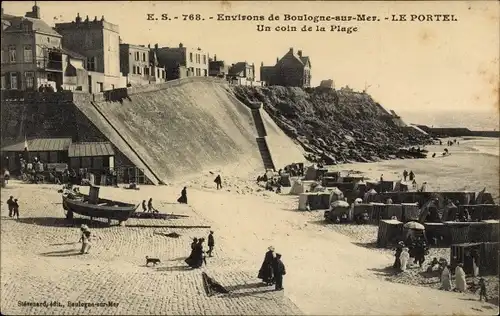 Ak Le Portel Pas de Calais, Un coin de la Plage