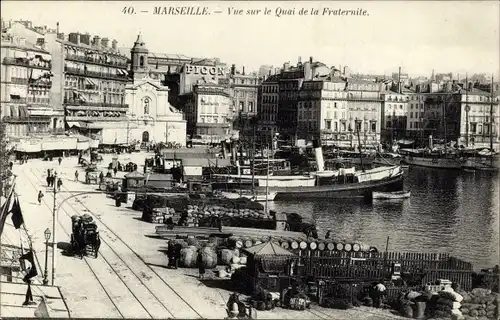 Ak Marseille Bouches du Rhône, Blick auf den Quai de la Fraternite