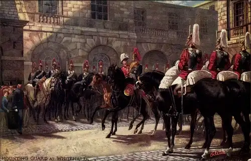 Ak Montage Wache in Whitehall, The Military in London
