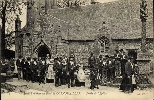 Ak Bretonne in Cornwall, Verlassen der Kirche