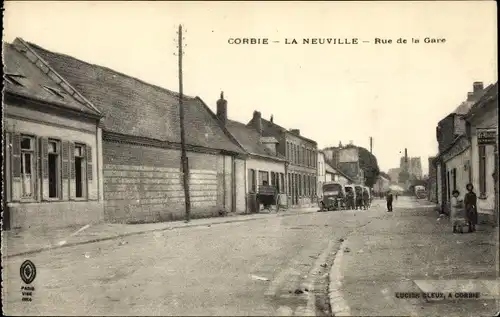 Ak Corbie Somme, La Neuville, Rue de la Gare