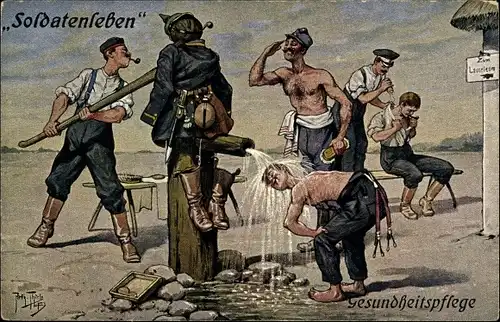 Künstler Ak Thiele, Arthur, Soldatenleben, Gesundheitspflege
