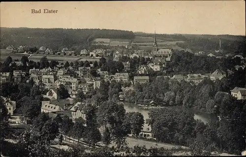 Ak Bad Elster im Vogtland, Ortsansicht mit Kirche