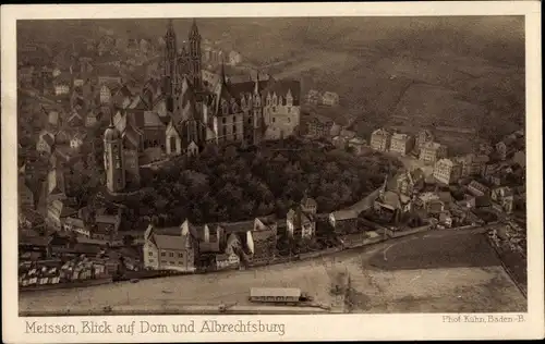 Ak Meißen an der Elbe, Dom und Albrechtsburg, Luftbild