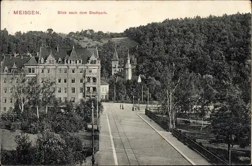 Ak Meißen an der Elbe, Blick nach dem Stadtpark