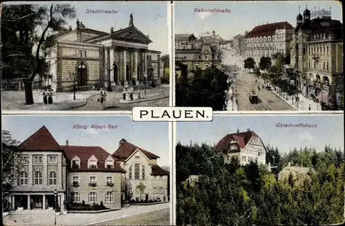 Ak Plauen im Vogtland, Blick auf die Bahnhofstraße, Stadttheater, König Albert-Bad