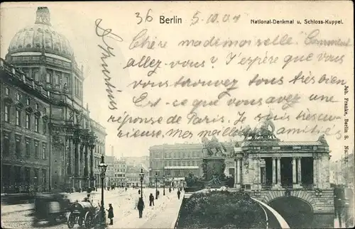 Ak Berlin Mitte, National-Denkmal und Schloss-Kuppel