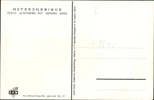 Ak Altenberg im Osterzgebirge, Blick auf die Stadt mit Geising Berg