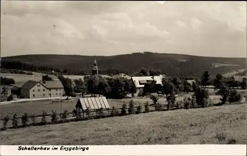 Ak Schellerhau Altenberg im Erzgebirge, Ortsansicht mit Kirche