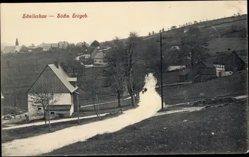 Ak Schellerhau Altenberg im Erzgebirge, Blick zum Ort