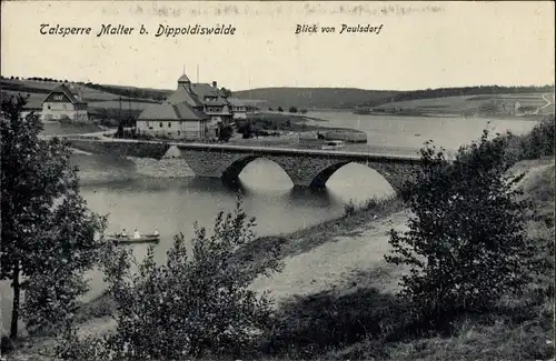 Ak Malter Dippoldiswalde, Talsperre Malter, Blick von Paulsdorf, Brücke