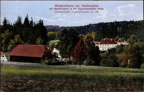 Ak Dippoldiswalde im Erzgebirge, Waldschänke zur Heidemühle mit Oberförsterei