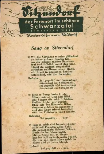 Lied Ak Sitzendorf in Thüringen, Sang an Sitzendorf