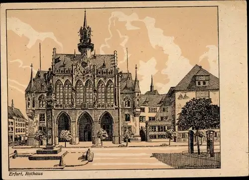 Künstler Ak Erfurt in Thüringen, Rathaus