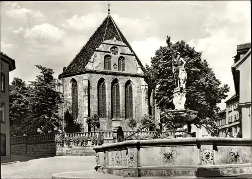 Ak Arnstadt in Thüringen, Bachkirche mit Hopfenbrunnen