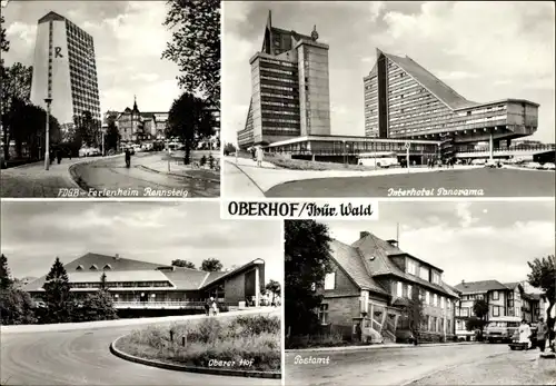 Ak Oberhof im Thüringer Wald, FDGB-Ferienheim Rennsteig, Interhotel Panorama, Oberer Hof, Postamt