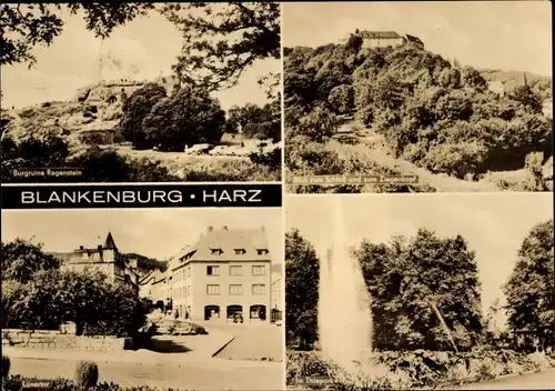 Ak Blankenburg am Harz, Burgruine Regenstein, Schloss, Ziegenkopf, Im Thiespark, Lünertor