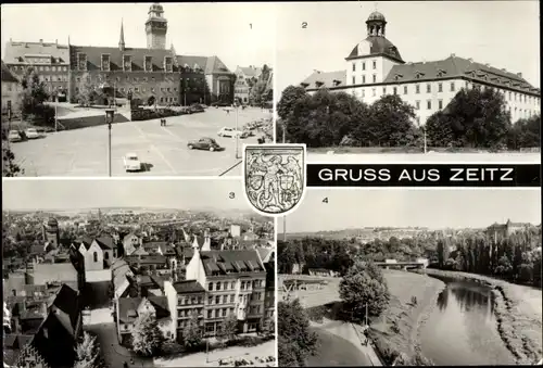 Ak Zeitz im Burgenlandkreis, Rathaus, Friedensplatz, Moritzburg, Karl Marx Brücke