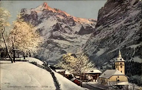 Ak Grindelwald Kanton Bern, Wetterhorn, Schneepanorama