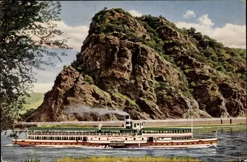 Ak Sankt Goarshausen am Rhein, Loreley, Dampfer MS Vaterland