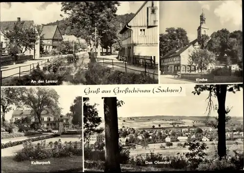 Ak Großschönau in der Oberlausitz Sachsen, An der Lausur, Kirche, Kulturpark, Das Oberdorf