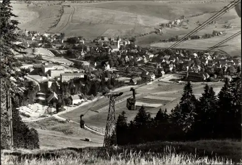 Ak Oberwiesenthal im Erzgebirge, Blick vom Fichtelberg, Seilbahn