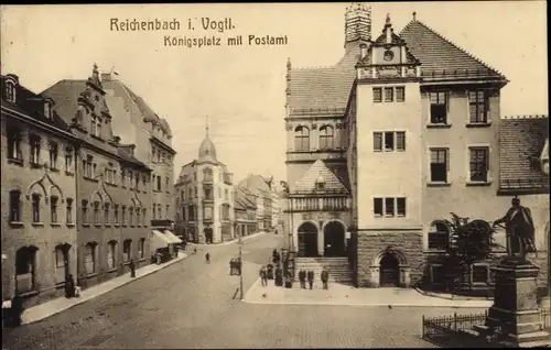 Ak Reichenbach im Vogtland, Königsplatz mit Postamt